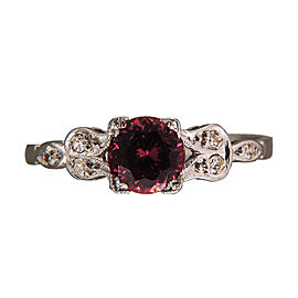 Vintage .98ct Raspberry Brown Orange No Heat Sapphire Diamond Platinum Ring