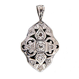 Vintage Art Deco Pendant 14k White Gold Diamond .09ct