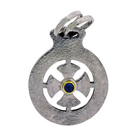 Gurhan 925 Sterling Silver With Yellow Gold Accent Raw Life Cross Sapphire Pendant