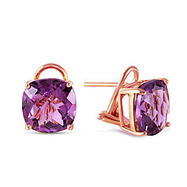 7.2 CTW 14K Solid Rose Gold Cushion Amethyst Earrings