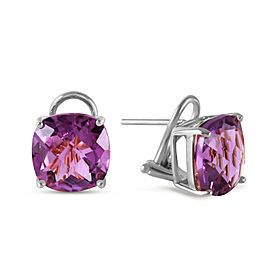 7.2 CTW 14K Solid White Gold Amethyst Standard Amethyst Earrings