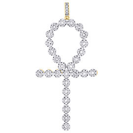 10K Yellow Gold with 0.50ct. Diamond Bezel Set Ankh Cross Pendant