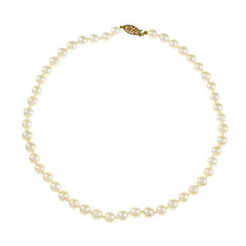 Vintage 1950 Japanese Cultured Pearl Necklace 14k Yellow Gold