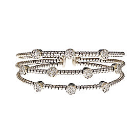 Estate Diamond Fashion Bracelet Italian 18k White Gold 3 Row