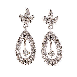 Vintage Diamond Dangle Earrings 1950 – 1960 14k White Gold