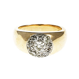 Men’s Estate Diamond Ring Old European Cut 14k Gold Platinum