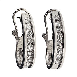 Estate Diamond Hoop Earrings 14k White Gold Clip & Post