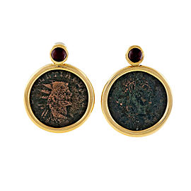 Estate Cassetti 18k Yellow Gold Ancient Roman Augusto 14 AD Coin Earrings