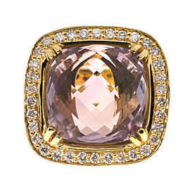 Vintage 7.00ct Cushion Smokey Quartz 14k Pink Gold Diamond Ring