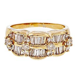 Estate Vintage 1960 Wave Ring 1.64ct Round Baguette Diamond 14k