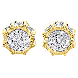 10K Yellow Gold with 0.50ct Diamond Studs Pave Earrings