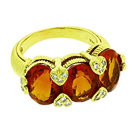 Judith Ripka 18K Yellow Gold with Diamond and Citrine Ring Size 5