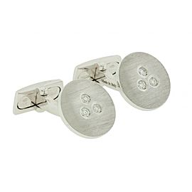 Damiani diamond cufflinks in 18k white gold new with tag in box