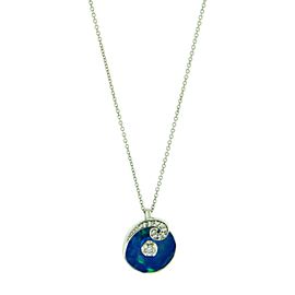 Galatea # A7 Illusia diamond swirl blue opal necklace in 14k gold.