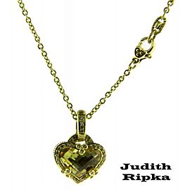 Judith Ripka diamond & canary quartz necklace in 14K yellow gold.