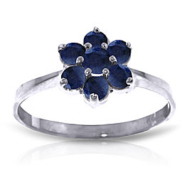 0.66 CTW 14K Solid White Gold Ring Natural Sapphire