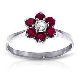 0.5 CTW 14K Solid White Gold Unmindful Presence Ruby Diamond Ring