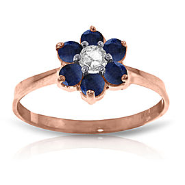 14K Solid Rose Gold Ring withNatural Diamond & Sapphires