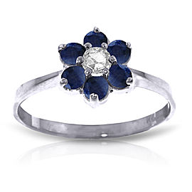 0.5 CTW 14K Solid White Gold Lovingkindness Sapphire Diamond Ring