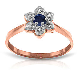 14K Solid Rose Gold Ring withNatural Diamonds & Sapphire