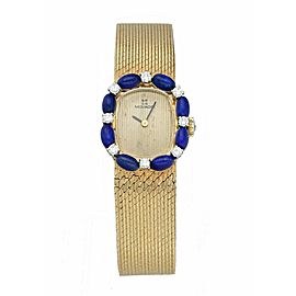 Movado 14K Yellow Gold Blue Enamel with Diamond bezel sets