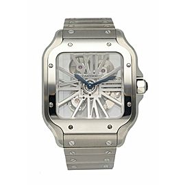 Cartier Santos WHSA0015 Large Skeleton Men's Watch Box & Papers