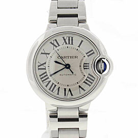 Cartier Ballon Bleu Silver Roman Dial 33MM Stainless Steel Ladies Watch