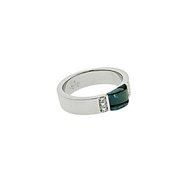 Gucci Diamond And Blue Topaz Ring In 18K White Gold Size 6.5