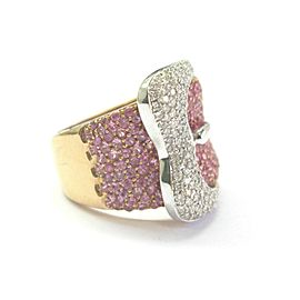 Pink Sapphire & Diamond Buckle Ring 18Kt Rose Gold 3.42Ct