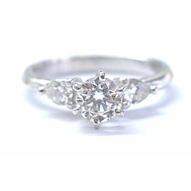 True Platinum Round & Pear Shape Diamond 3-Stone Engagement Ring .79Ct G-VS2