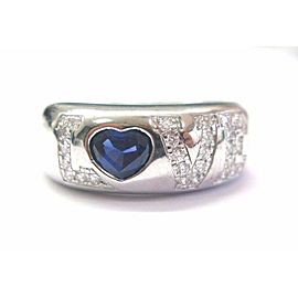 Chopard 18Kt NATURAL Gem Sapphire & Diamond Love White Gold Ring .99CT