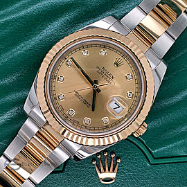 Rolex Datejust II 41mm 2-Tone Factory Champagne Diamond Dial