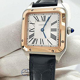 Cartier Santos Dumont 38mm Silver Dial Rose Gold Bezel