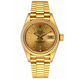 Rolex Datejust 18K Yellow Gold Champagne Dial Ladies Watch