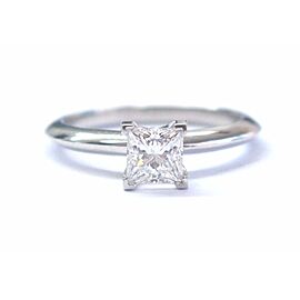 Tiffany & Co Platinum Princess Cut Diamond Solitaire PT950 .55Ct E-VVS2 GIA Sz 6