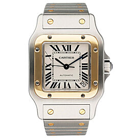 Cartier Santos 18K Yellow Gold & Steel Mens Watch