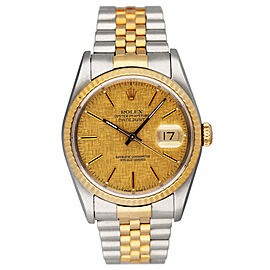 Rolex Datejust Champagne Linen Dial Mens Watch