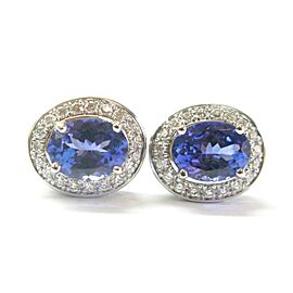 Halo Tanzanite & Diamond Earrings 14Kt White Gold