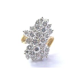 Fine Round Cut Diamond Cluster Yellow Gold Jewelry Ring