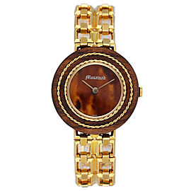 Gerald Genta Mouawad Wood Bezel 18K Yellow Gold Watch