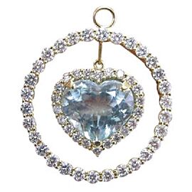 LeVian Aquamarine Diamond Pendant Solid Yellow Gold 18Kt 13.32CT E-F VS1 22mm