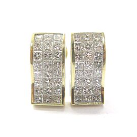 18Kt Princess Cut Invisible NATURAL Diamond Earrings SOLID Yellow Gold 5.28CT