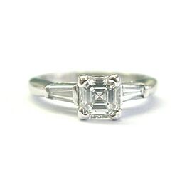 Robin Brothers Asscher Cut & Baguette Diamond Three Stone Ring 1.09Ct F-VVS2 GIA