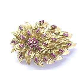 18t Gem Ruby Yellow Gold Pin / Brooch 1.00ct 1.75"