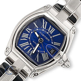 Cartier Roadster 37MM Large Blue Roman Dial Stainless Steel Watch