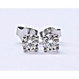 Platinum Round Cut Diamond Push Back Stud Earrings .66Ct F-VS1