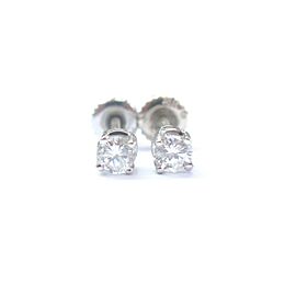 Fine Round Cut Diamond Stud White Gold Earrings .50Ct G-VS2 Screw Back