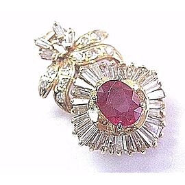 18Kt Gem Ruby & Baguette Diamond Yellow Gold Ballerina Pendant