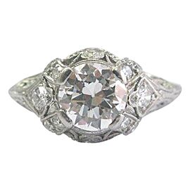 Platinum Vintage Old European NATURAL Diamond Engagement Milgrain Ring