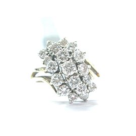 Fine Round Cut Diamond Cluster Yellow Gold Jewelry Ring